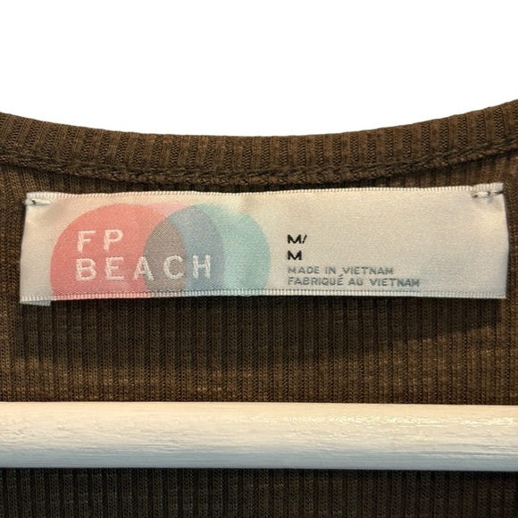 Free People LA Nite Mini Ribbed Dress Size Medium Army Green - Picture 4 of 6